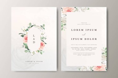 Çiçek desenli düğün davetiyesi seti tasarımı