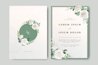 Çiçek desenli düğün davetiyesi seti tasarımı