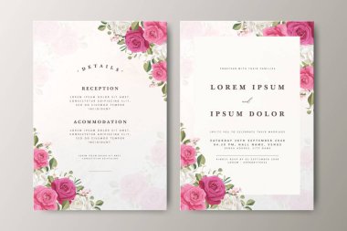 Çiçek desenli düğün davetiyesi seti tasarımı