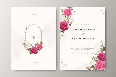 Çiçek desenli düğün davetiyesi seti tasarımı