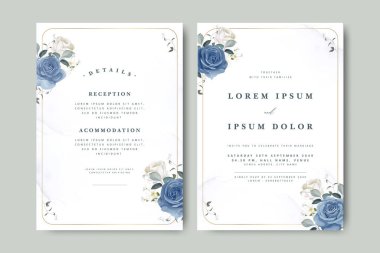 Çiçekli düğün davetiyesi seti tasarımı