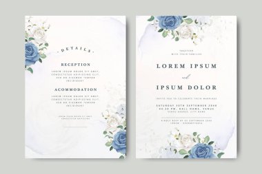 Çiçekli düğün davetiyesi seti tasarımı