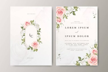 Çiçek desenli düğün davetiyesi seti tasarımı