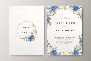 Çiçek desenli düğün davetiyesi seti tasarımı