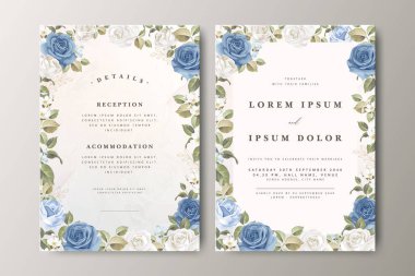 Çiçek desenli düğün davetiyesi seti tasarımı