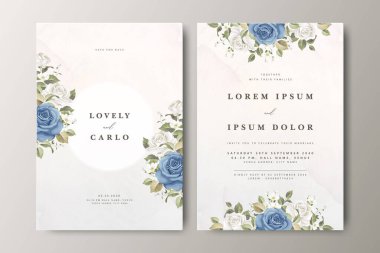 Çiçekli düğün davetiyesi seti tasarımı