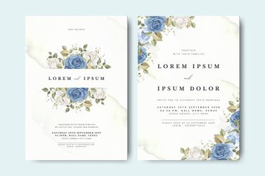 Çiçek süslemeli güzel düğün davetiyesi.