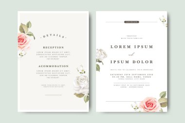 Çiçek süslemeli güzel düğün davetiyesi.