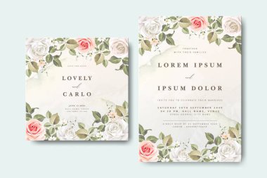 Çiçek süslemeli güzel düğün davetiyesi.