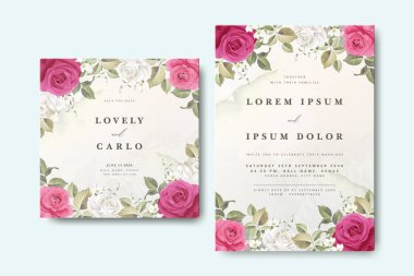 Çiçek süslemeli güzel düğün davetiyesi.