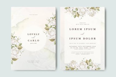 Çiçek süslemeli güzel düğün davetiyesi.