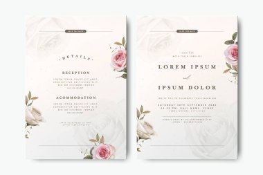 Çiçek desenli güzel düğün davetiyesi