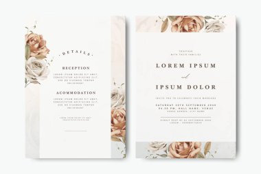 Çiçek desenli güzel düğün davetiyesi