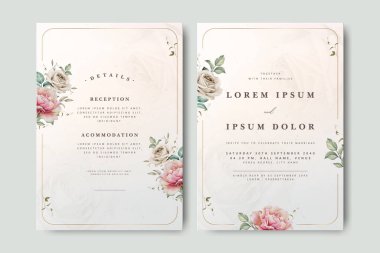 Çiçek desenli güzel düğün davetiyesi