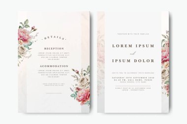 Çiçek desenli güzel düğün davetiyesi