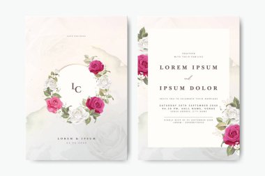 Çiçek süslemeli güzel düğün davetiyesi.