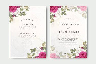 Çiçek süslemeli güzel düğün davetiyesi.