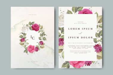 Çiçek süslemeli güzel düğün davetiyesi.