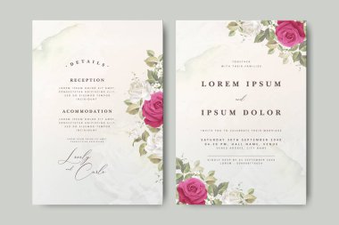 Çiçek süslemeli güzel düğün davetiyesi.