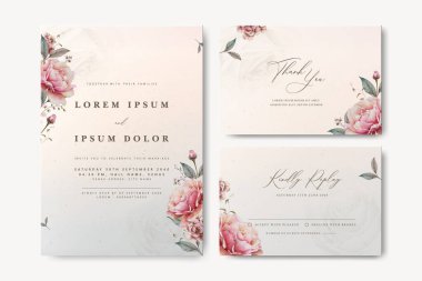Çiçek desenli güzel düğün davetiyesi