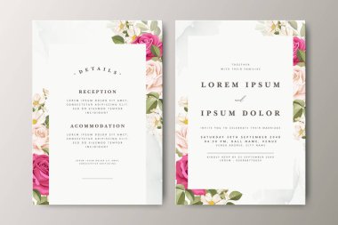 Şanlı bir düğün davetiyesi, gül desenli.