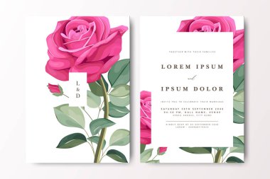 Gül desenli zarif bir düğün davetiyesi.