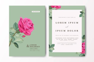 Gül desenli zarif bir düğün davetiyesi.