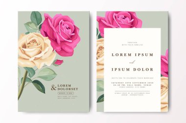 Şanlı bir düğün davetiyesi, gül desenli.