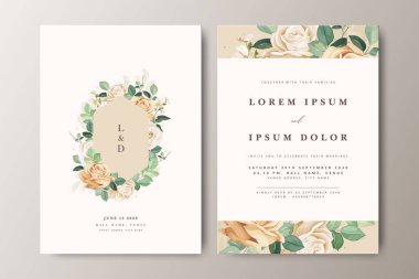 Çiçek desenli, zarif bir düğün davetiyesi.