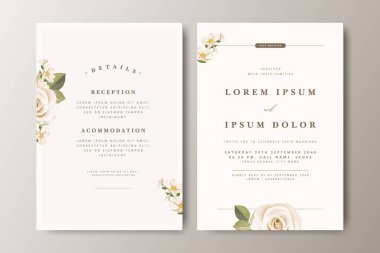 Çiçek desenli, zarif bir düğün davetiyesi.
