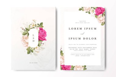 Çiçek desenli, zarif bir düğün davetiyesi.