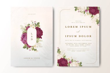 Çiçek desenli, zarif bir düğün davetiyesi.