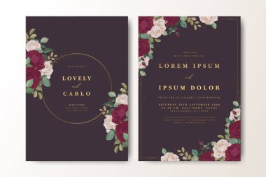 Çiçek desenli, zarif bir düğün davetiyesi.