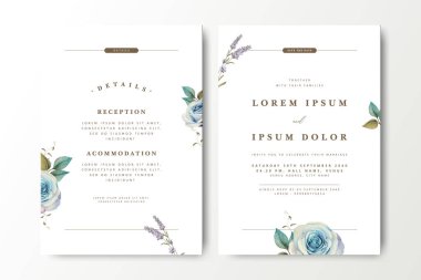 Minimalist çiçek tasarımlı düğün davetiyesi