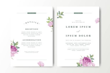 Çiçek desenli zarif bir düğün davetiyesi.