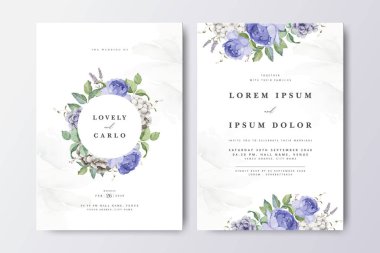 Suluboya güllü zarif bir düğün davetiyesi.