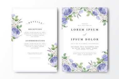 Suluboya güllü zarif bir düğün davetiyesi.