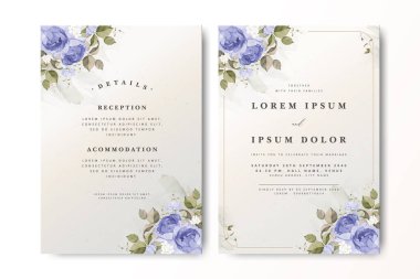 Suluboya güllü zarif bir düğün davetiyesi.