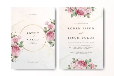 Suluboya güllü zarif bir düğün davetiyesi.