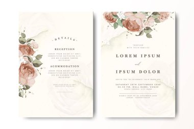 Suluboya güllü zarif bir düğün davetiyesi.