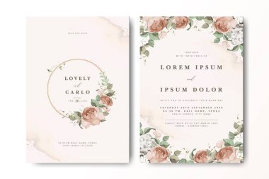 Suluboya güllü zarif bir düğün davetiyesi.