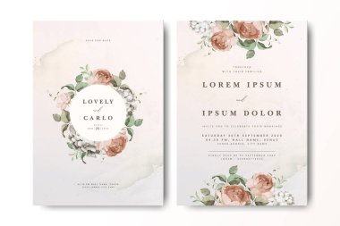 Suluboya güllü zarif bir düğün davetiyesi.