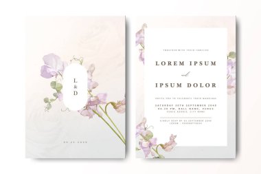 Minimalist çiçek tasarımlı düğün davetiyesi