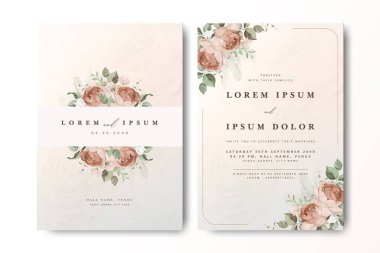 Suluboya güllü zarif bir düğün davetiyesi.