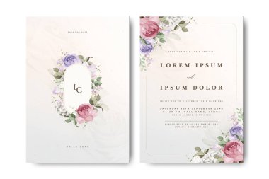 Suluboya güllü zarif bir düğün davetiyesi.