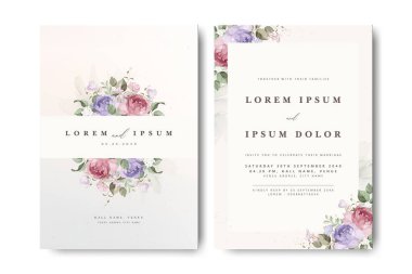 Suluboya güllü zarif bir düğün davetiyesi.