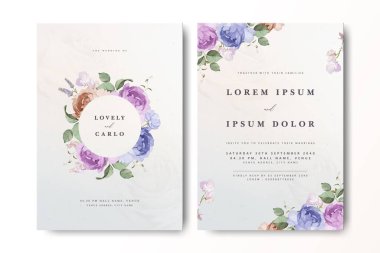 Suluboya güllü zarif bir düğün davetiyesi.