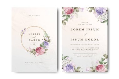 Suluboya güllü zarif bir düğün davetiyesi.