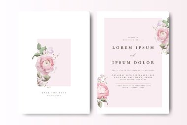 Suluboya güllü zarif bir düğün davetiyesi.