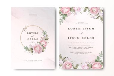 Suluboya güllü zarif bir düğün davetiyesi.